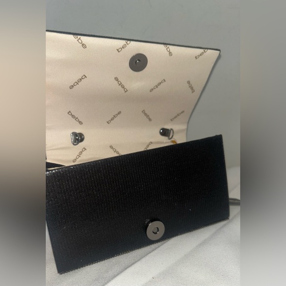 NEW! NWT BEBE Logo Rhinestone Crystal Paris Mini Top Handle Satchel Bag Black - Picture 4 of 6